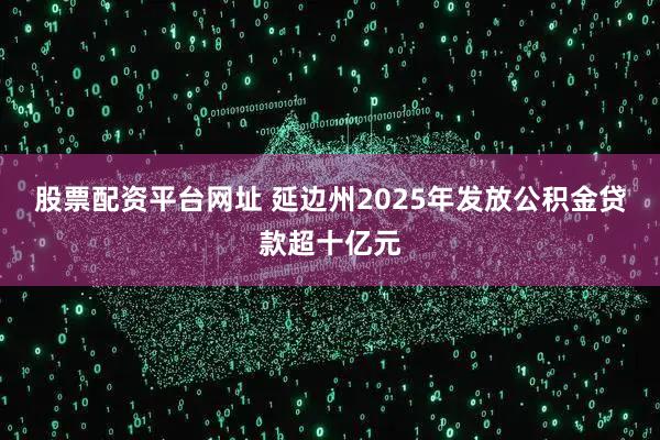 股票配资平台网址 延边州2025年发放公积金贷款超十亿元